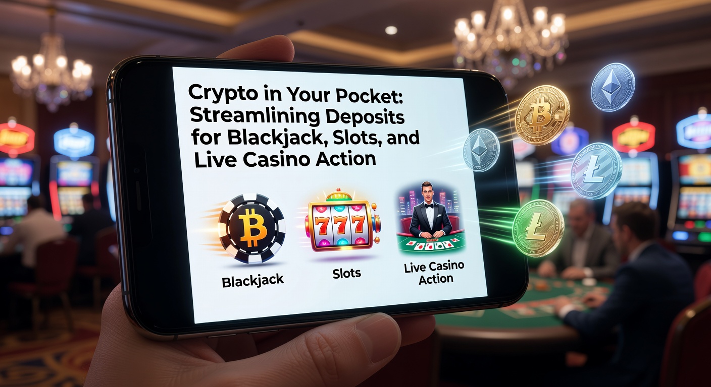 Smartphone displaying a crypto wallet app connected to an online casino interface, showing a quick Bitcoin deposit for a slots game