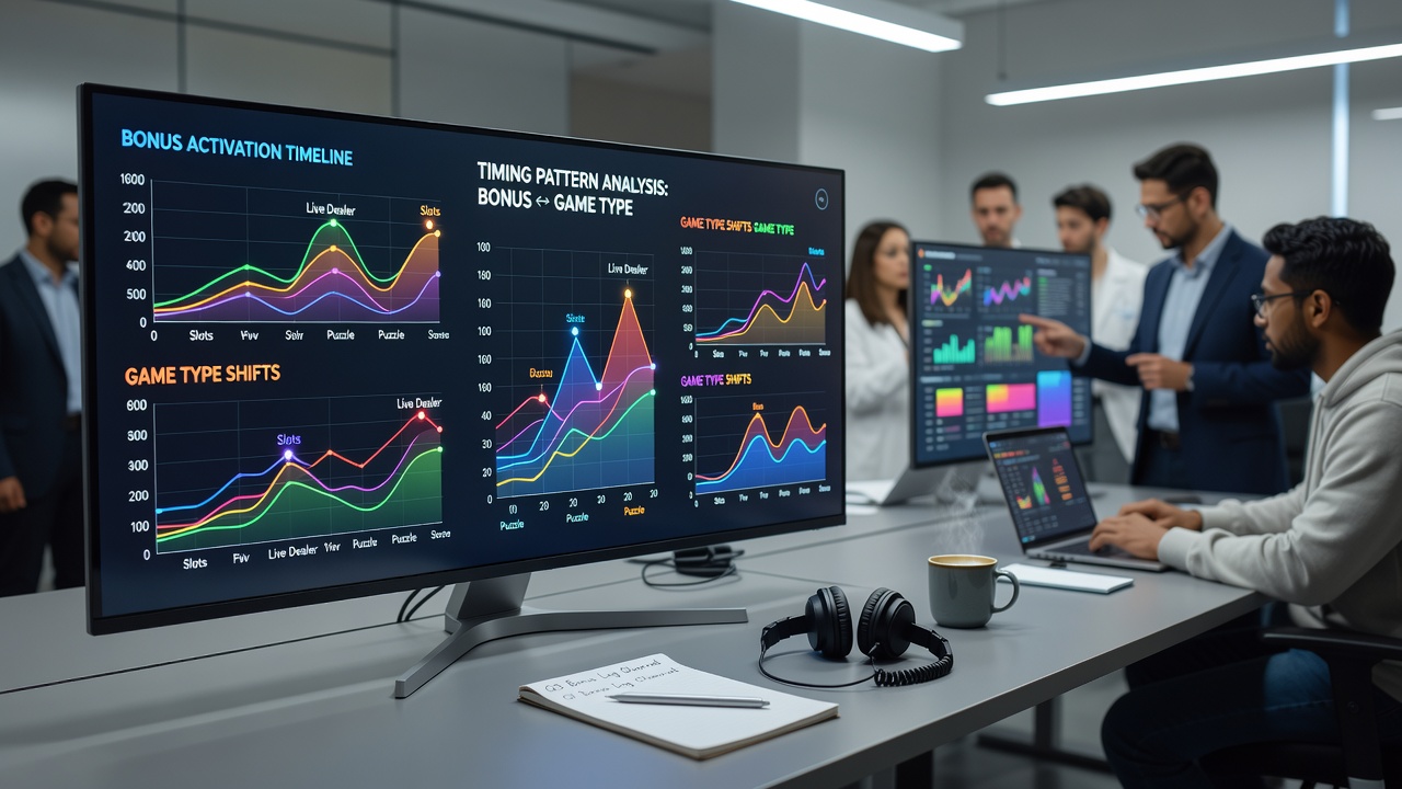 Analytics dashboard illustrating timing graphs and game category shift flows on a tablet device